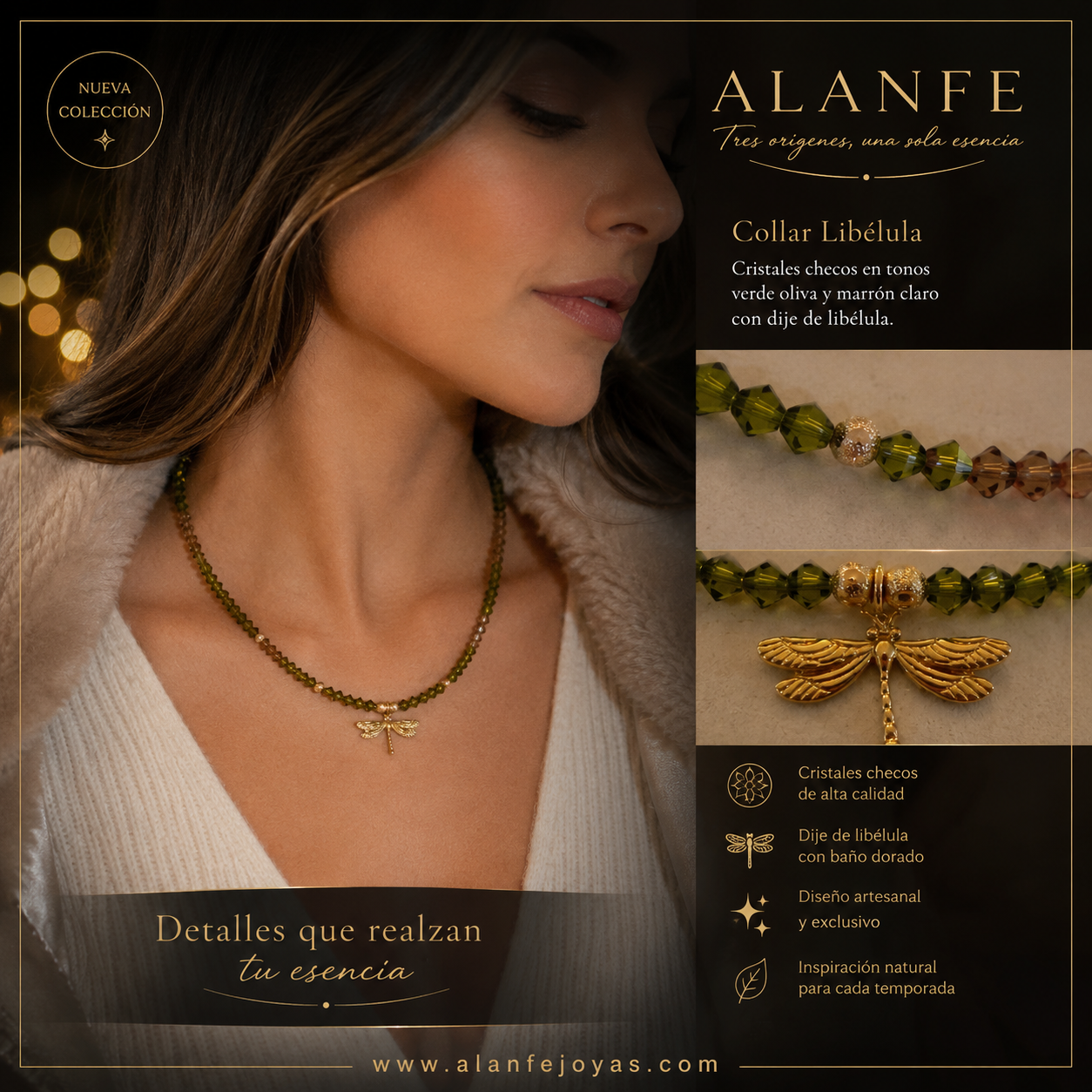 Collar Libélula Verde