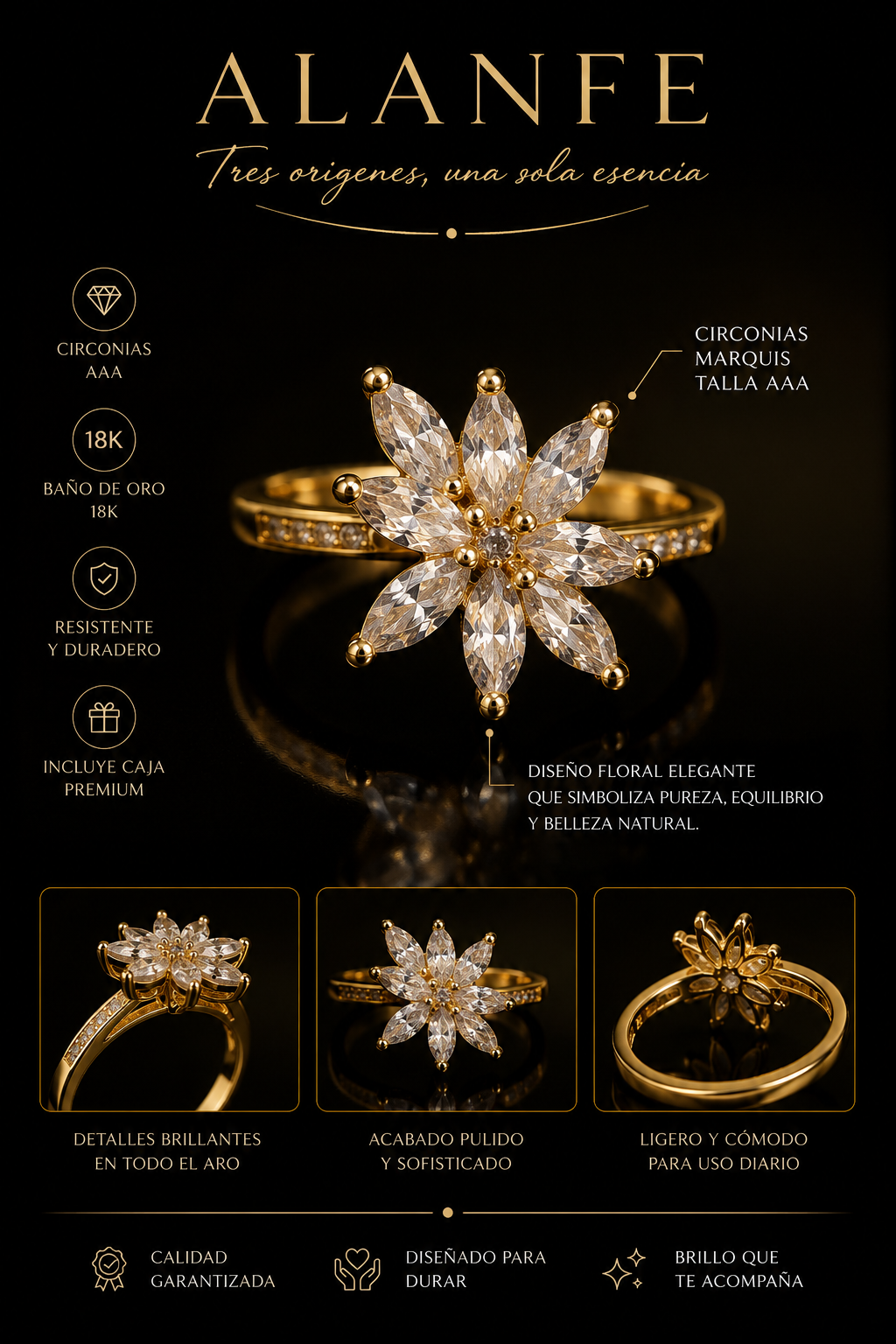 Anillo Flor elegante