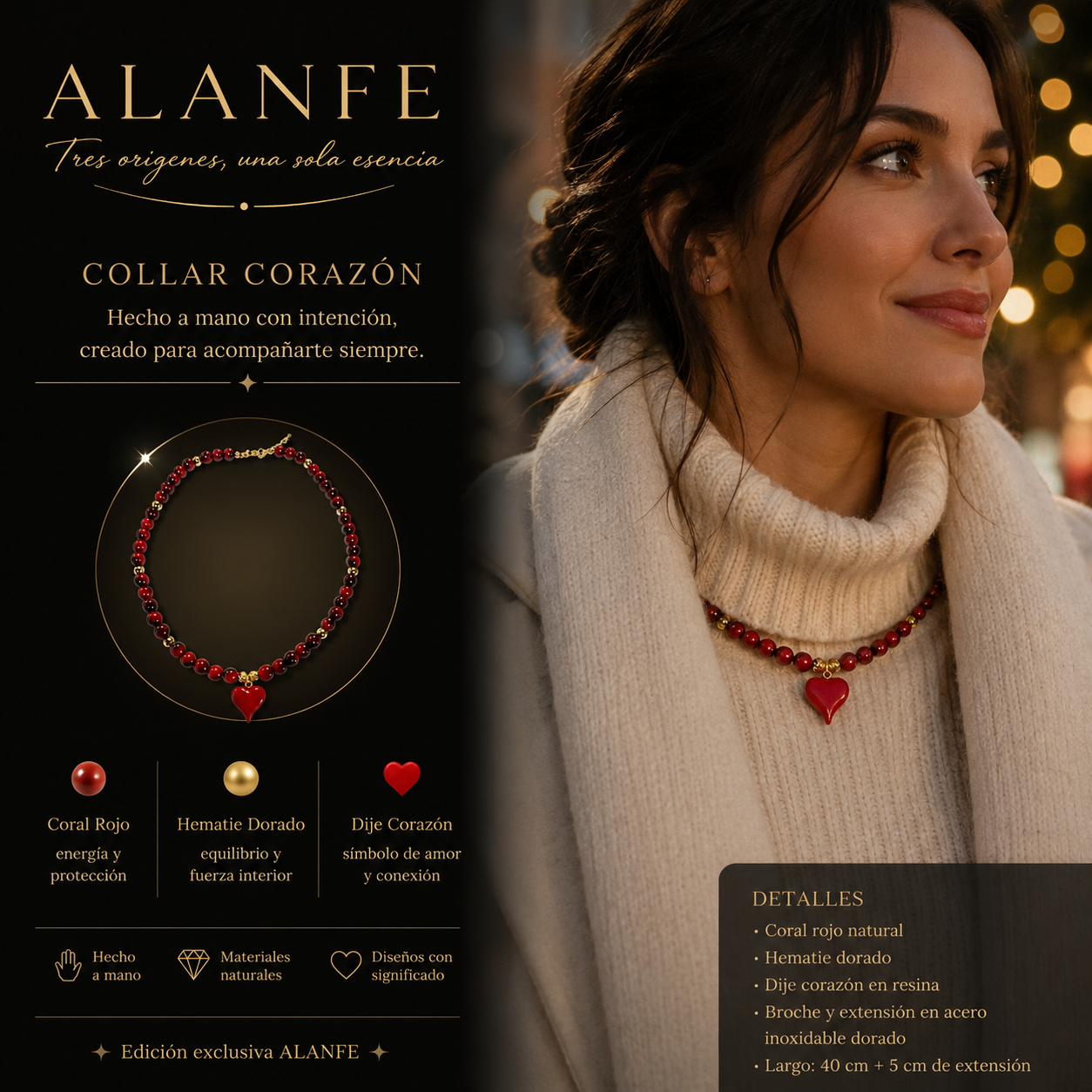 Collar corazón rojo
