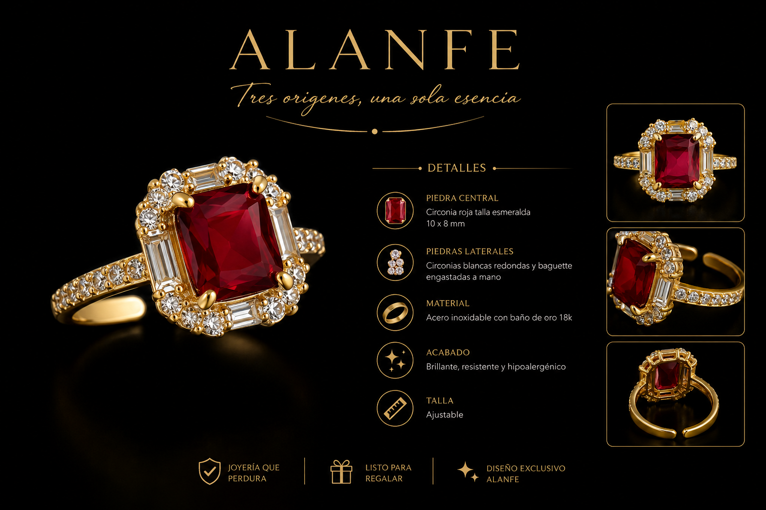 Anillo Circonia roja
