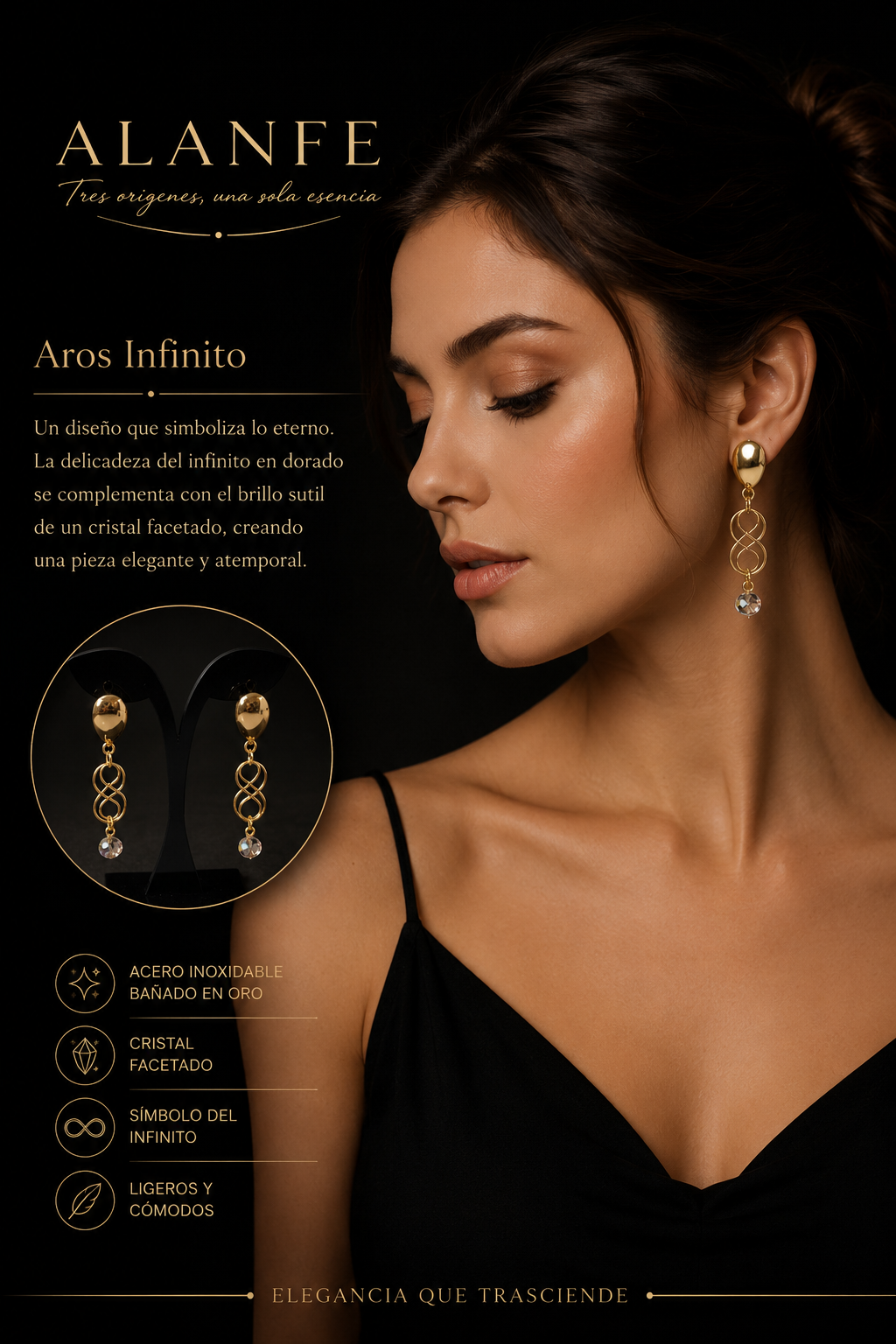 Aros Infinito de cristal facetado