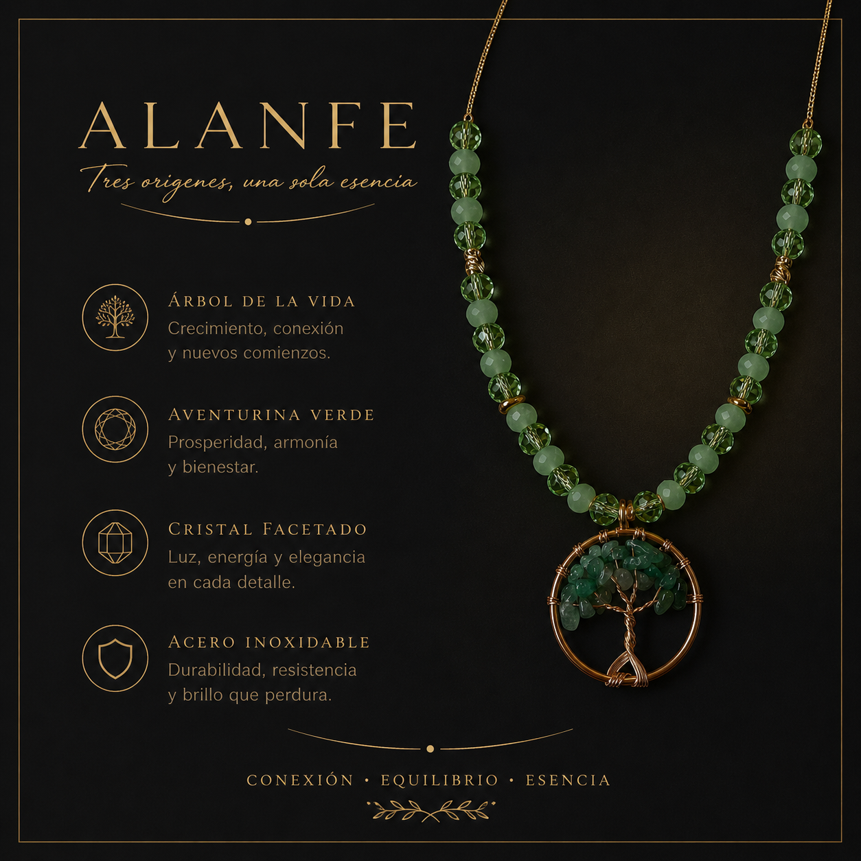 Collar Árbol de la Vida verde