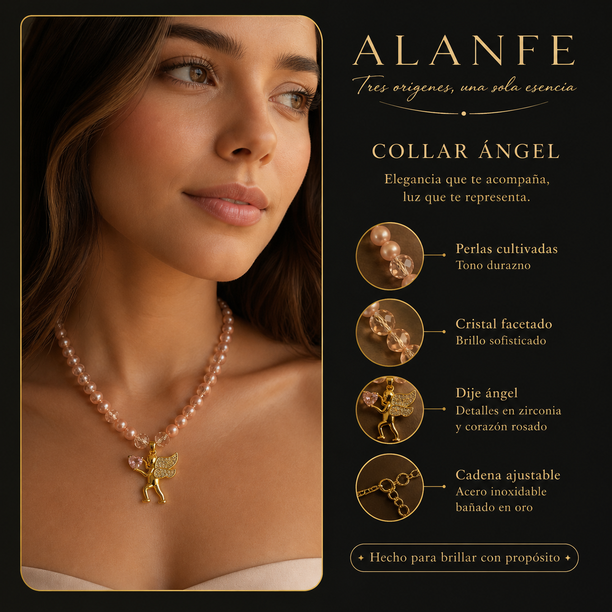 Collar Ángel rosado