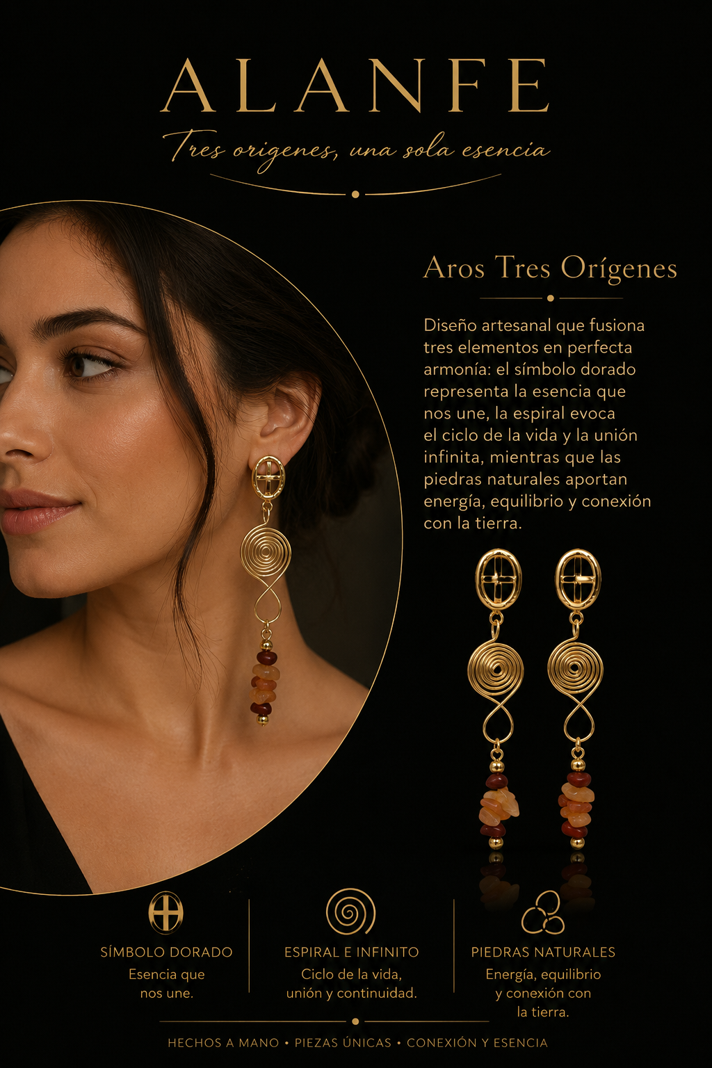 Aros Espiral con Piedras Naturales