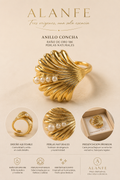 Anillo concha con perlas
