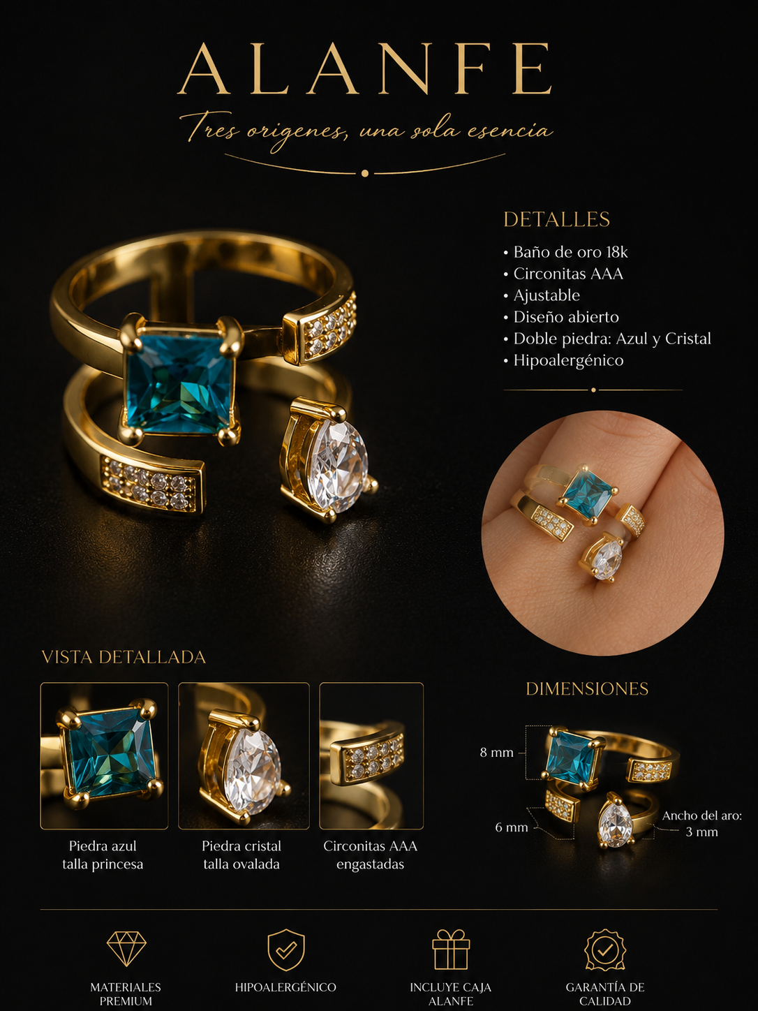 Anillo Circonias AAA