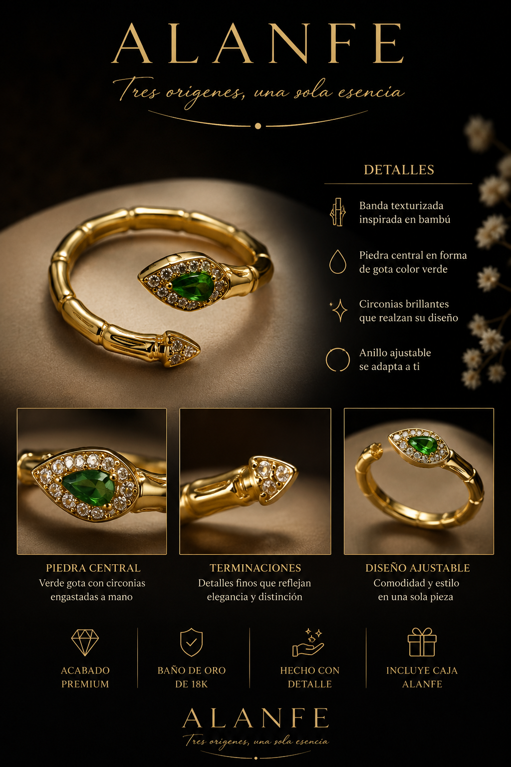 Anillo serpiente verde