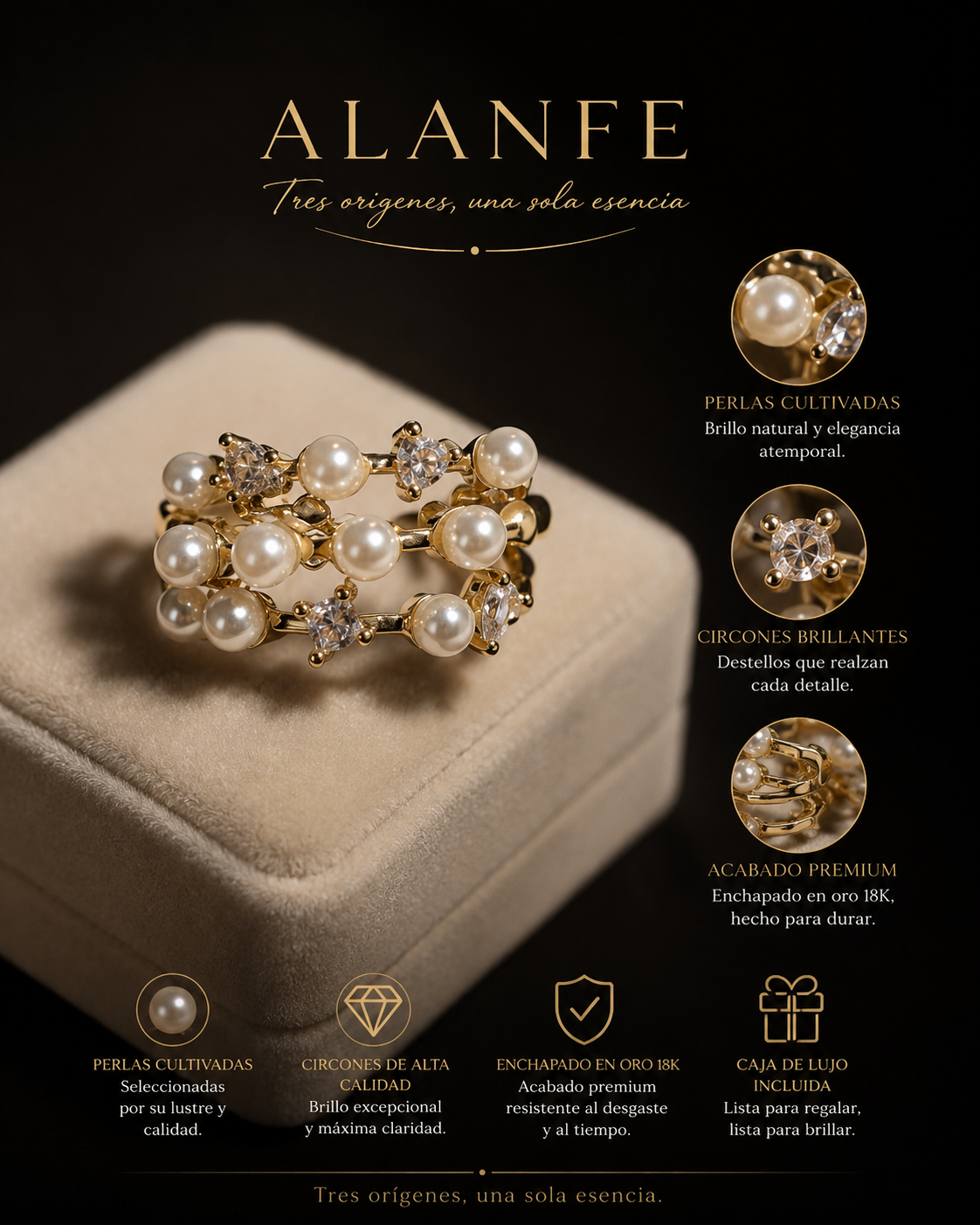 Anillo lluvia de perlas